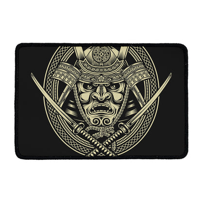 Samurai Warrior Mask Print Kitchen Mat