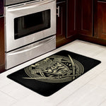 Samurai Warrior Mask Print Kitchen Mat