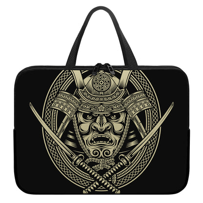 Samurai Warrior Mask Print Laptop Sleeve With Handle