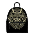 Samurai Warrior Mask Print Leather Backpack