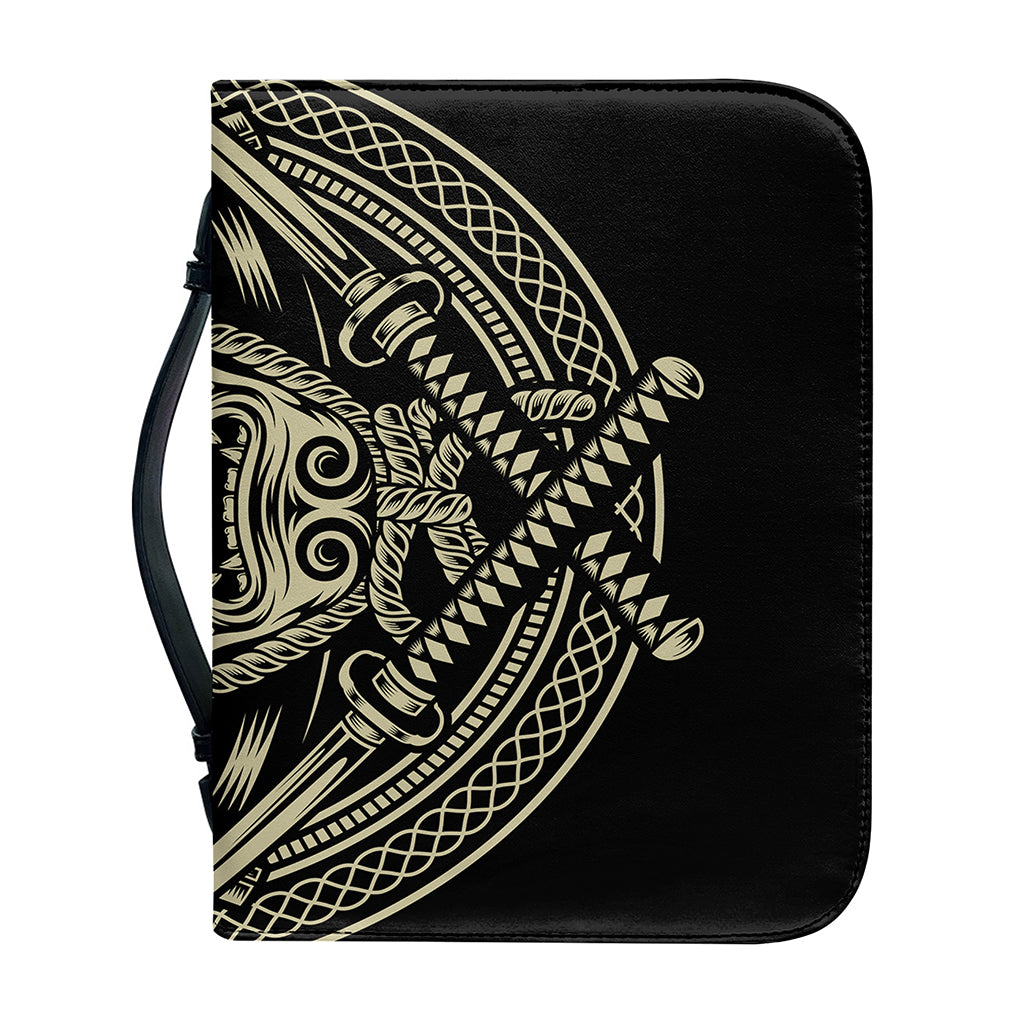 Samurai Warrior Mask Print Leather Bible Cover