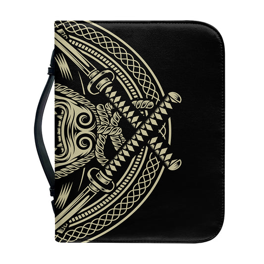 Samurai Warrior Mask Print Leather Bible Cover