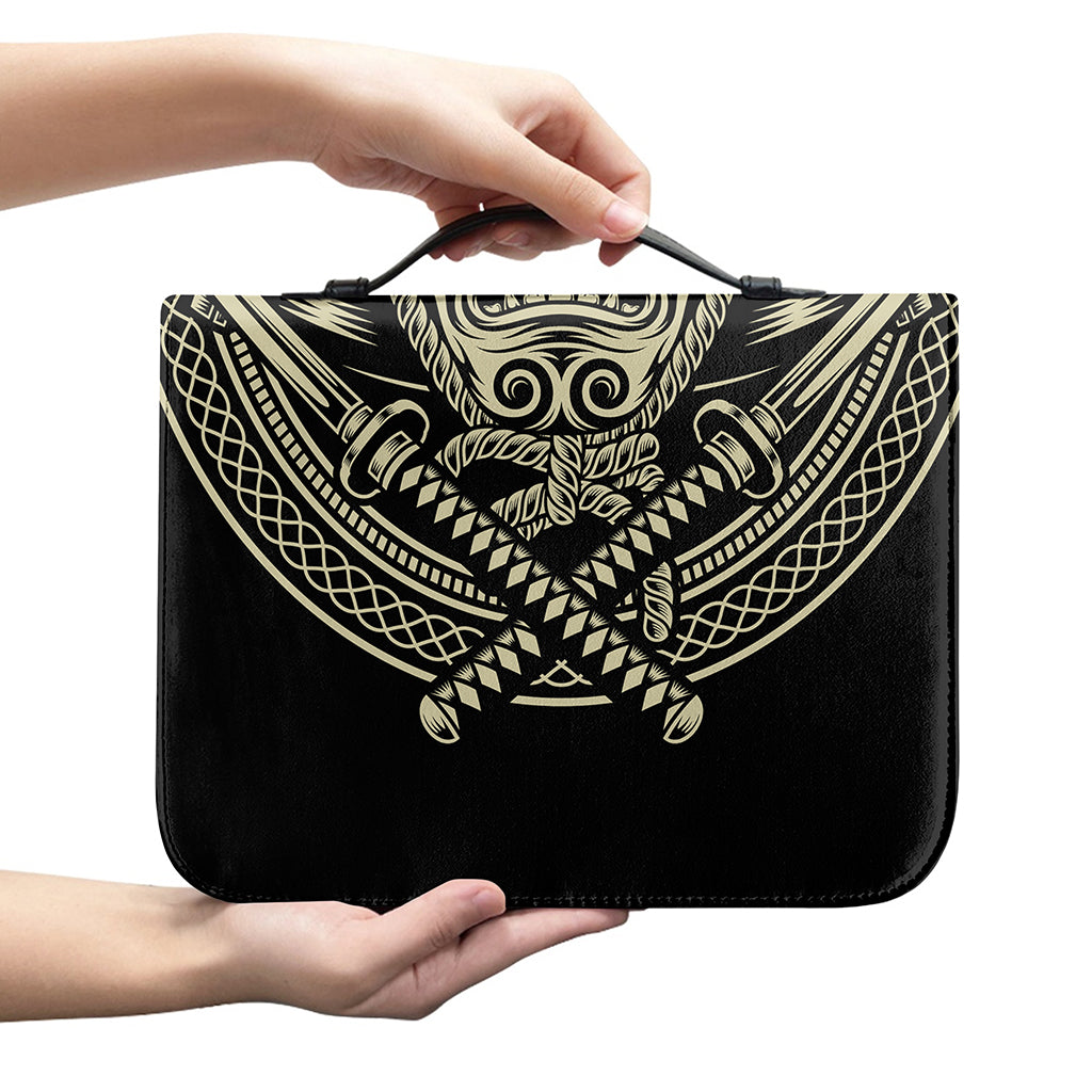 Samurai Warrior Mask Print Leather Bible Cover