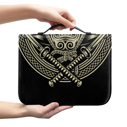 Samurai Warrior Mask Print Leather Bible Cover