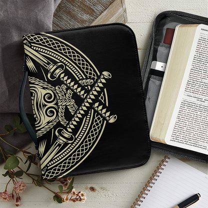 Samurai Warrior Mask Print Leather Bible Cover