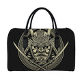 Samurai Warrior Mask Print Leather Duffel Bag