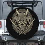 Samurai Warrior Mask Print Leather Spare Tire Cover