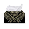 Samurai Warrior Mask Print Leather Tissue Box Cover