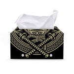 Samurai Warrior Mask Print Leather Tissue Box Cover