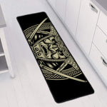 Samurai Warrior Mask Print Long Kitchen Mat