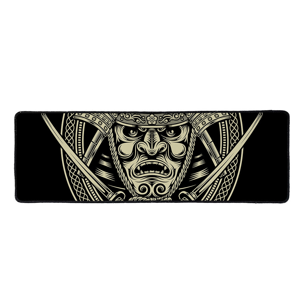 Samurai Warrior Mask Print Long Kitchen Mat