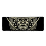 Samurai Warrior Mask Print Long Kitchen Mat