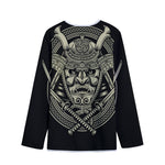 Samurai Warrior Mask Print Long Sleeve Short Coat