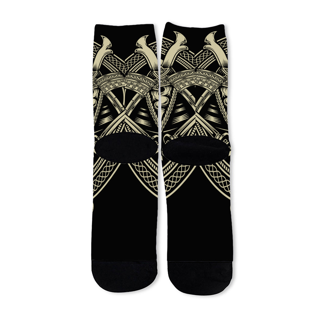 Samurai Warrior Mask Print Long Socks