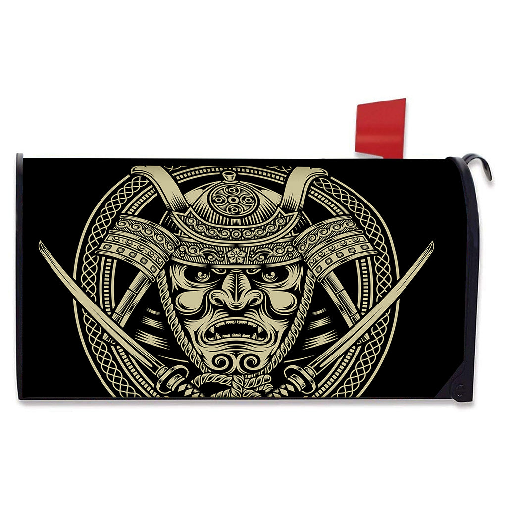 Samurai Warrior Mask Print Mailbox Cover