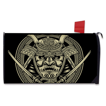 Samurai Warrior Mask Print Mailbox Cover