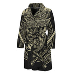 Samurai Warrior Mask Print Men's Bathrobe