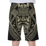 Samurai Warrior Mask Print Men's Beach Shorts