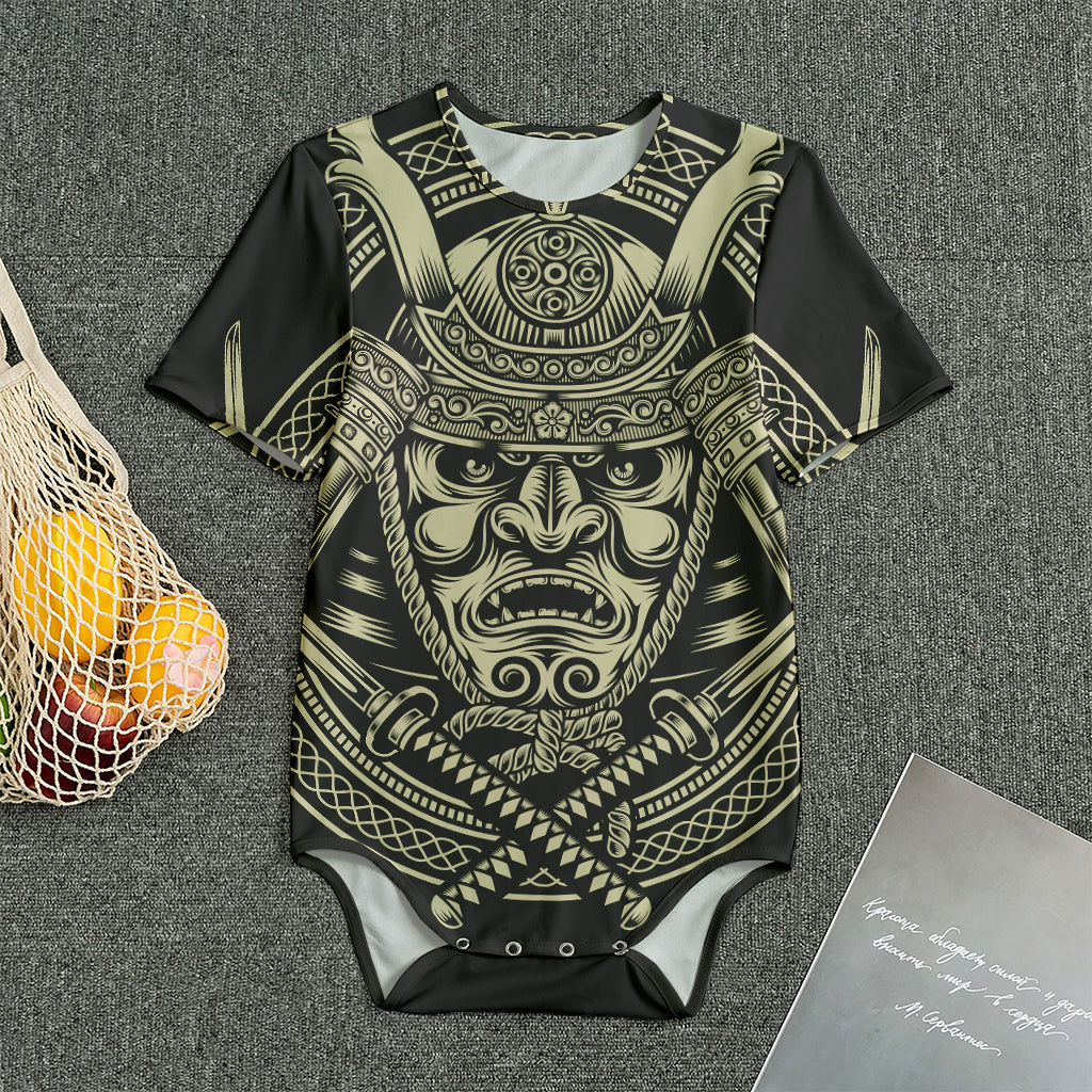 Samurai Warrior Mask Print Men's Bodysuit