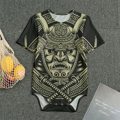 Samurai Warrior Mask Print Men's Bodysuit