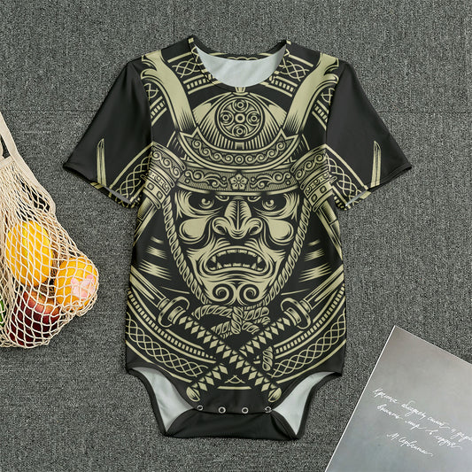 Samurai Warrior Mask Print Men's Bodysuit
