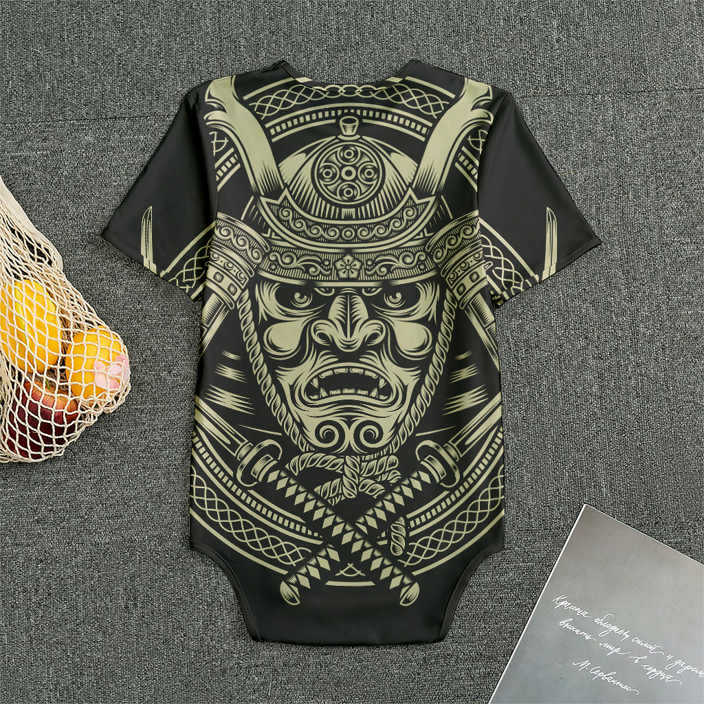 Samurai Warrior Mask Print Men's Bodysuit