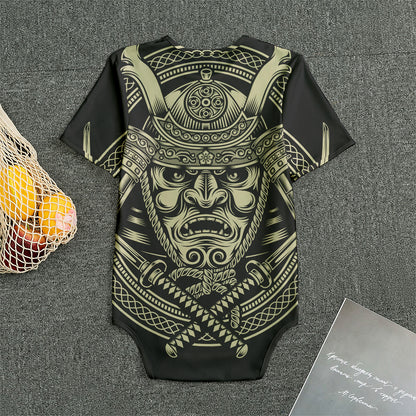 Samurai Warrior Mask Print Men's Bodysuit
