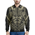 Samurai Warrior Mask Print Men's Bomber Jacket
