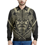 Samurai Warrior Mask Print Men's Bomber Jacket