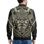 Samurai Warrior Mask Print Men's Bomber Jacket