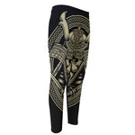 Samurai Warrior Mask Print Men's Compression Pants