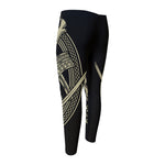 Samurai Warrior Mask Print Men's Compression Pants