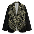 Samurai Warrior Mask Print Men's Cotton Blazer