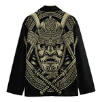 Samurai Warrior Mask Print Men's Cotton Blazer