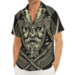 Samurai Warrior Mask Print Men's Deep V-Neck Shirt