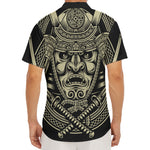 Samurai Warrior Mask Print Men's Deep V-Neck Shirt