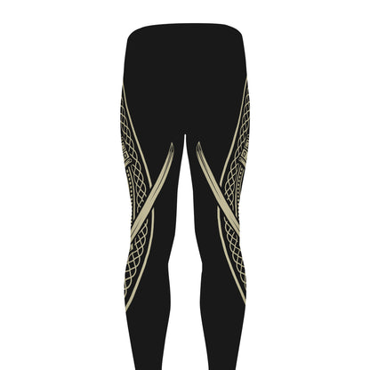 Samurai Warrior Mask Print Men's leggings
