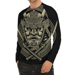 Samurai Warrior Mask Print Men's Long Sleeve Rash Guard