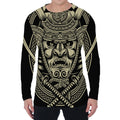 Samurai Warrior Mask Print Men's Long Sleeve T-Shirt