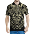 Samurai Warrior Mask Print Men's Polo Shirt