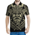 Samurai Warrior Mask Print Men's Polo Shirt