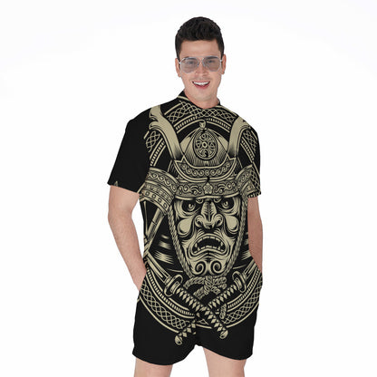 Samurai Warrior Mask Print Men's Rompers