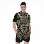 Samurai Warrior Mask Print Men's Rompers