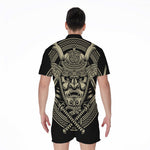 Samurai Warrior Mask Print Men's Rompers