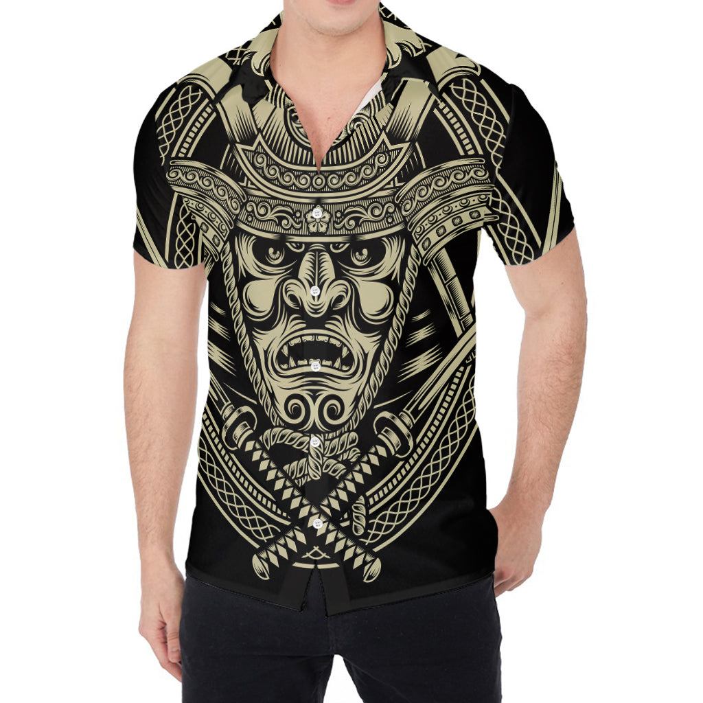 Samurai Warrior Mask Print Men's Shirt