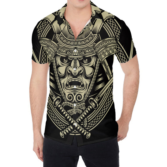 Samurai Warrior Mask Print Men's Shirt