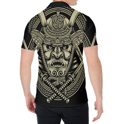 Samurai Warrior Mask Print Men's Shirt