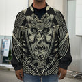 Samurai Warrior Mask Print Men's Shirt Jacket