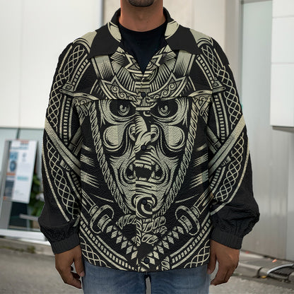 Samurai Warrior Mask Print Men's Shirt Jacket