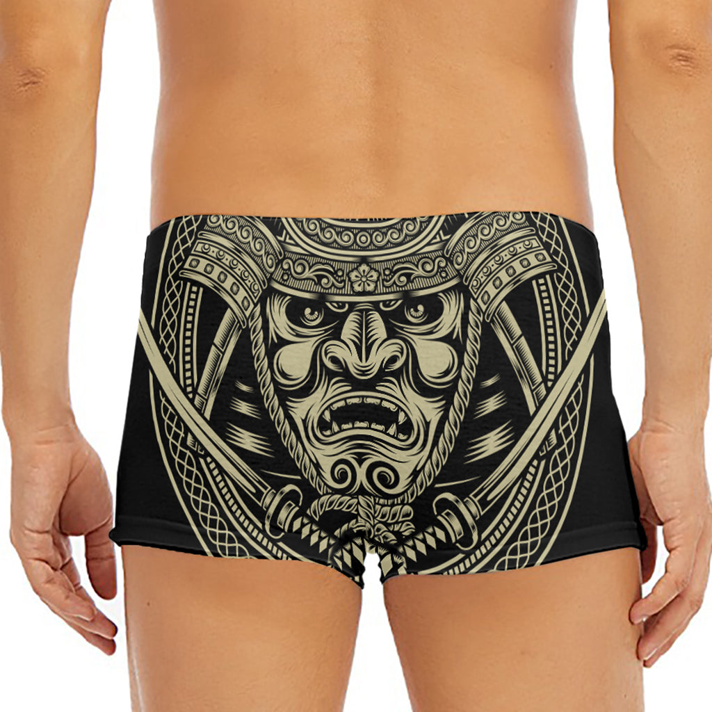 Samurai Warrior Mask Print Men's Short Boxer Briefs